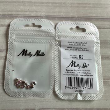 Ozdoby do paznokci Molly Nails K1123 kwiatki 3D 10 szt
