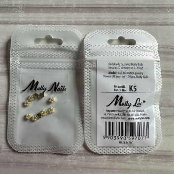 Ozdoby do paznokci Molly Nails kwiatki 3D perłowe Nr 1 10 szt