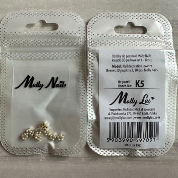 Ozdoby do paznokci Molly Nails kwiatki 3D perłowe Nr 3 10 szt