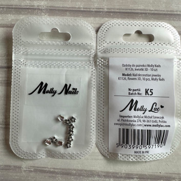 Ozdoby do paznokci Molly Nails K1126 kwiatki 3D 10 szt