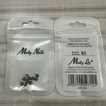Ozdoby do paznokci Molly Nails K1121 kwiatki 3D 10 szt
