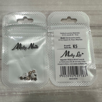 Ozdoby do paznokci Molly Nails K1125 kwiatki 3D 10 szt