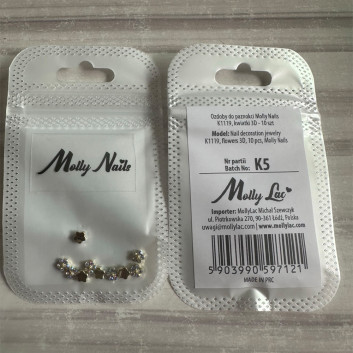Ozdoby do paznokci Molly Nails K1119 kwiatki 3D 10 szt