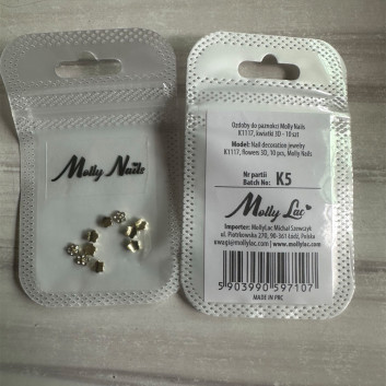 Ozdoby do paznokci Molly Nails K1117 kwiatki 3D 10 szt