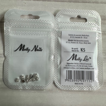 Ozdoby do paznokci Molly Nails K1122 kwiatki 3D 10 szt