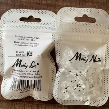 Ozdoba do paznokci Molly Nails misie 3D clear 20 szt