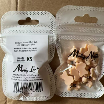 Ozdoby do paznokci Molly Nails misie 3D brązowe 20 szt