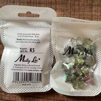 Ozdoby do paznokci Molly Nails misie 3D mix kolorów 20 szt