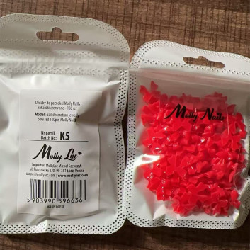 Ozdoby do paznokci Molly Nails kokardki czerwone 100 szt