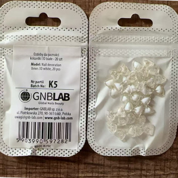 Ozdoby do paznokci kokardki 3D białe 20 szt