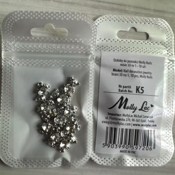 Ozdoby do paznokci Molly Nails misie 3D Nr 1 10 szt
