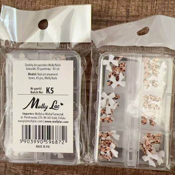 Ozdoby do paznokci Molly Nails kokardki 3D panterka 45 szt