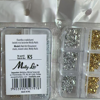 Kasetka z ozdobami ćwieki mix kolorów Molly Nails