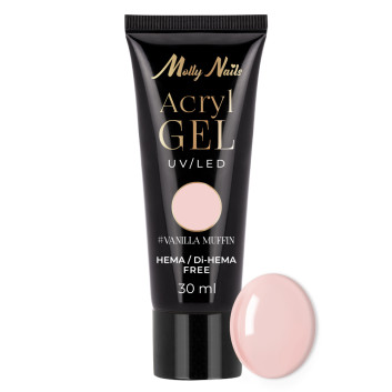 Akrylożel Polygel żel budujący do przedłużania AcrylGel Molly Nails HEMA/Di-HEMA Free Vanilla Muffin 30 ml