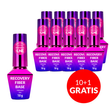 10+1gratis Baza hybrydowa Recovery Fiber Base Molly Nails Clear Pink 10g