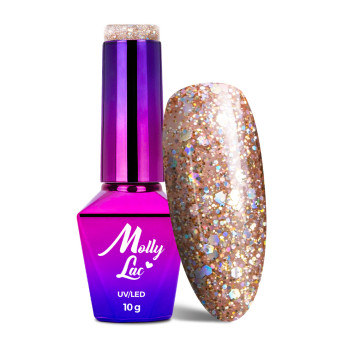 5+1gratis Lakier hybrydowy MollyLac Queens of life Rose Gold 10g Nr 33