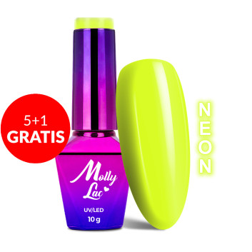 5+1gratis Lakier hybrydowy MollyLac Women in Paradise The Coconut palms Neon 10g Nr 73