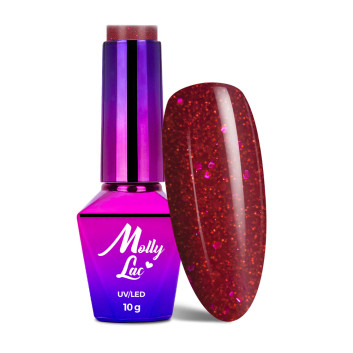 5+1gratis Lakier hybrydowy MollyLac Bling it on! Red me now 10g Nr 506