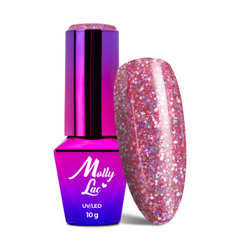 5+1gratis Lakier hybrydowy brokatowy MollyLac Born To Glow 70’s Glam 10 g Nr 572