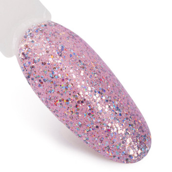 5+1gratis Lakier hybrydowy brokatowy MollyLac Born To Glow Absolute Pink 10 g Nr 571