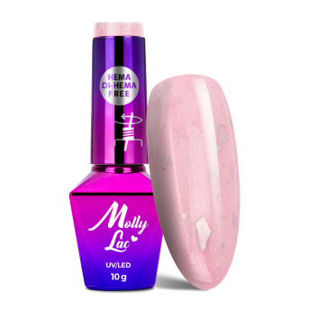 5+1gratis Lakier hybrydowy MollyLac Sparkling French Simple flash HEMA/Di-HEMA Free 10g Nr 707