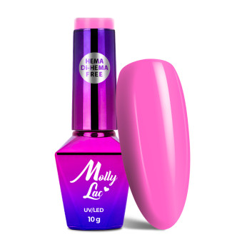 5+1gratis Lakier hybrydowy MollyLac Power Flower fuchsia HEMA/Di-HEMA Free 10g Nr 724
