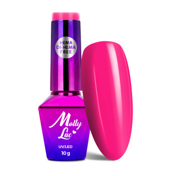 5+1gratis Lakier hybrydowy MollyLac Power Flower Pink tulip HEMA/Di-HEMA Free 10g Nr 723