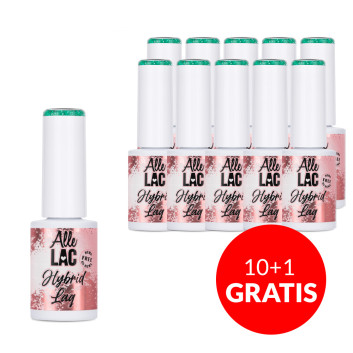 10+1gratis Lakier hybrydowy LED/UV Gel Polish Greens Emerald Spark AlleLac HEMA/Di-HEMA Free 6g