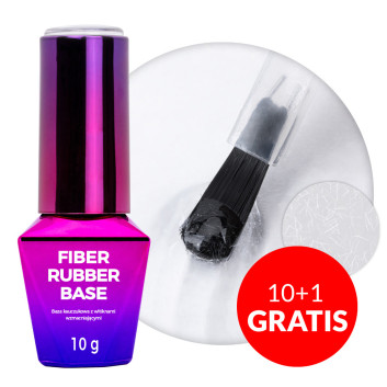 10+1gratis Baza kauczukowa LED/UV z włóknami Molly Nails Rubber Fiber Base Clear 10g