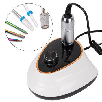 Frezarka do paznokci 65W No Name do manicure pedicure biało-czarna M5 35 000 obrotów