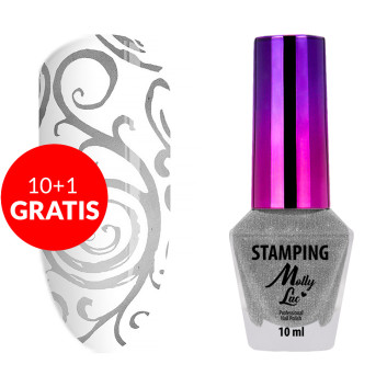 10+1gratis Lakier do stempli i stampingu MollyLac srebrny 10ml Nr 3