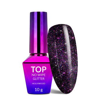 5+1gratis Top LED/UV no wipe brokatowy Molly Nails Sparkle Top Oh, Rio! 10g