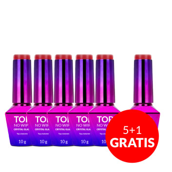 5+1gratis Kolorowy top bez przemywania top no wipe Crystal Glass Molly Nails Red HEMA/Di-HEMA Free 10g