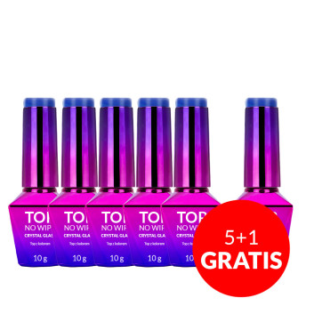 5+1gratis Kolorowy top bez przemywania top no wipe Crystal Glass Molly Nails Blue HEMA/Di-HEMA Free 10g