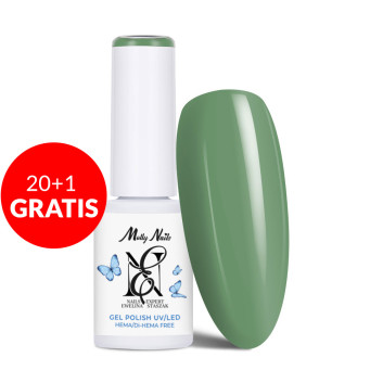 20+1gratis Lakier hybrydowy LED/UV Gel Polish Molly Nails by Ewelina Staszak Talizman T8 Awenturyn zielony HEMA/Di-HEMA Free 7g
