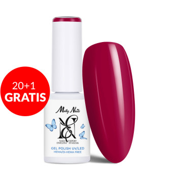 20+1gratis Lakier hybrydowy LED/UV Gel Polish Molly Nails by Ewelina Staszak Talizman T4 Rubin HEMA/Di-HEMA Free 7g