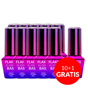 10+1gratis Mleczna baza kauczukowa Flakes Rubber Base Milk&Pink MollyLac HEMA/Di-HEMA Free 10 gram