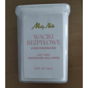 Waciki bezpyłowe perforowane do paznokci Molly Nails białe 5x5 cm 200 szt