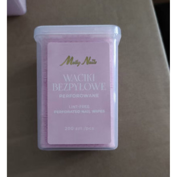 Waciki bezpyłowe perforowane do paznokci Molly Nails różowe 5x5 cm 200 szt