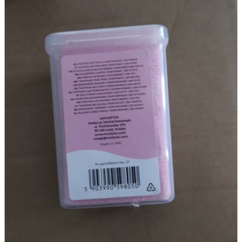 Waciki bezpyłowe perforowane do paznokci Molly Nails różowe 5x5 cm 200 szt