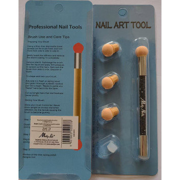 Dwustronny pędzel gąbka Molly Nails do ombre i nail art stempel z cyrkoniami czarny