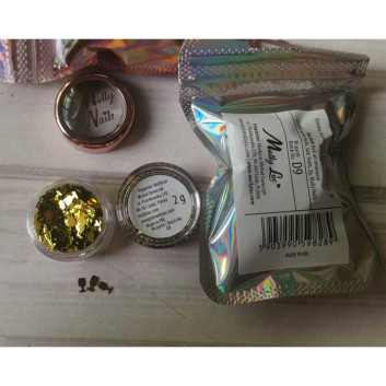 Ozdoba do paznokci Molly Nails kieliszki złote holo 2g