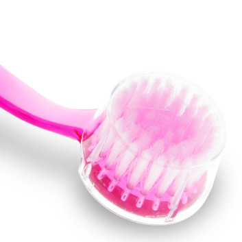 Szczoteczka do manicure i pyłu okrągła z rączką różowa