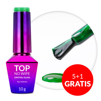 5+1gratis Kolorowy top bez przemywania top no wipe Crystal Glass Molly Nails Green HEMA/Di-HEMA Free 10g