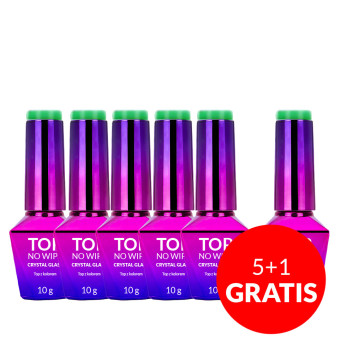 5+1gratis Kolorowy top bez przemywania top no wipe Crystal Glass Molly Nails Green HEMA/Di-HEMA Free 10g