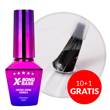 10+1gratis Baza wcierka baza zwiększająca przyczepność manicure pedicure X-Bond Base Molly Nails HEMA/Di-HEMA Free Clear 10g