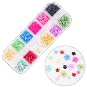 Kasetka z ozdobami Molly Nails akrylowe kwiatki mix kolorów Nr 1 ok. 300 szt