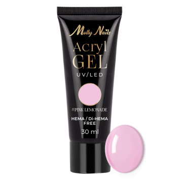 Akrylożel Polygel żel budujący do przedłużania AcrylGel Molly Nails HEMA/Di-HEMA Free Pink Lemonade 30 ml