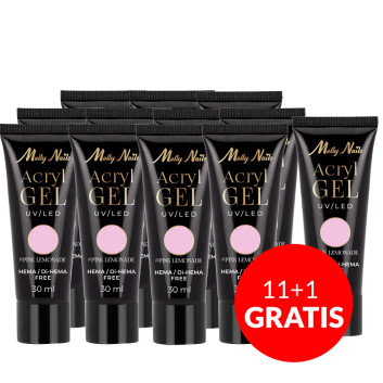 11+1gratis Akrylożel Polygel żel budujący do przedłużania AcrylGel Molly Nails HEMA/Di-HEMA Free Pink Lemonade 30 ml