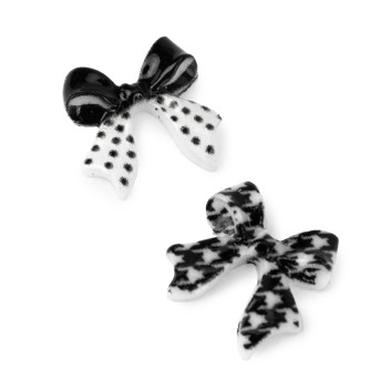 Kokardki 3D do zdobienia paznokci Molly Nails biało czarne 30 szt